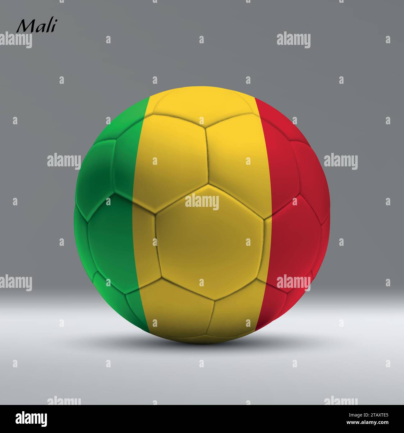 Ballon de football réaliste 3d iwith drapeau du Mali sur fond de studio, modèle de bannière de football Illustration de Vecteur