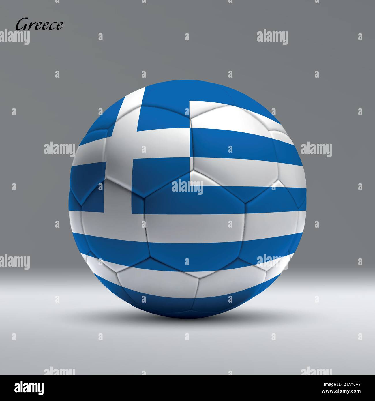 Ballon de football réaliste 3d iwith drapeau de la Grèce sur fond de studio, modèle de bannière de football Illustration de Vecteur