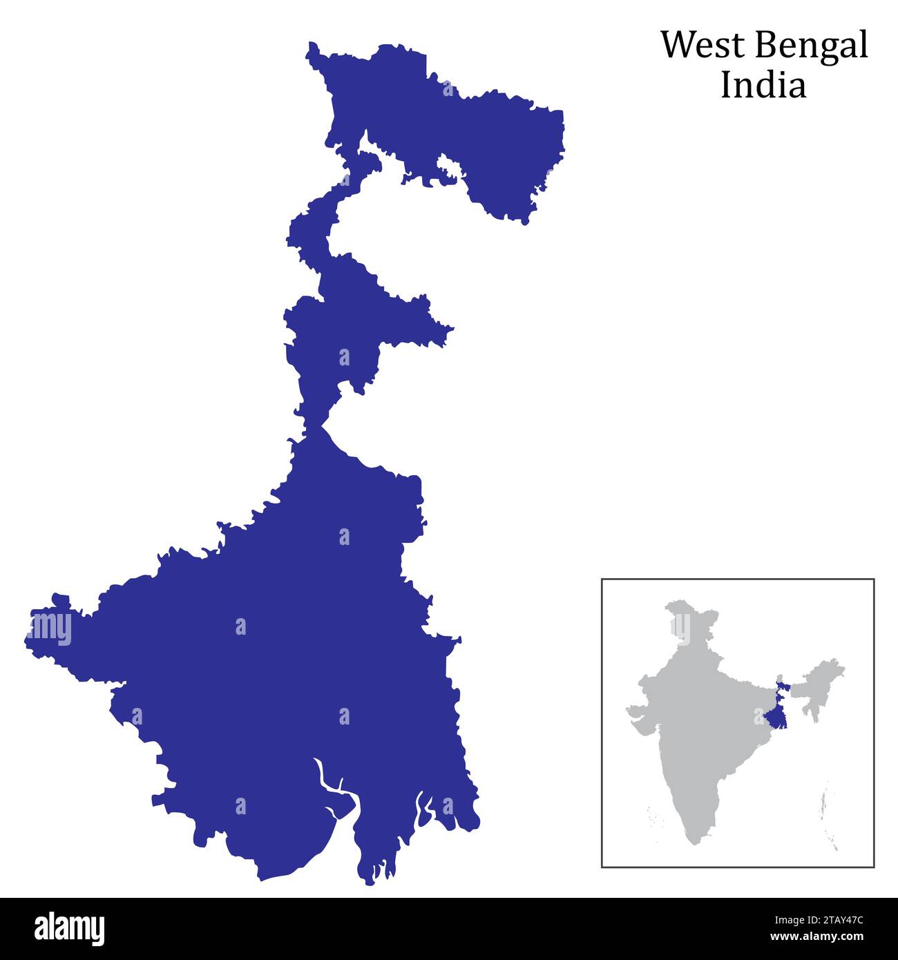 West Bengal Map isolé sur le blanc Illustration de Vecteur