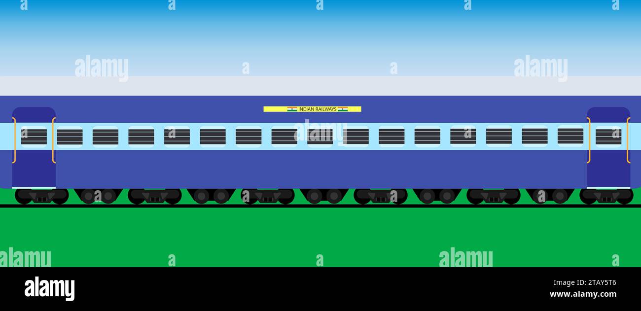 Train indien dans la voie Illustration de Vecteur