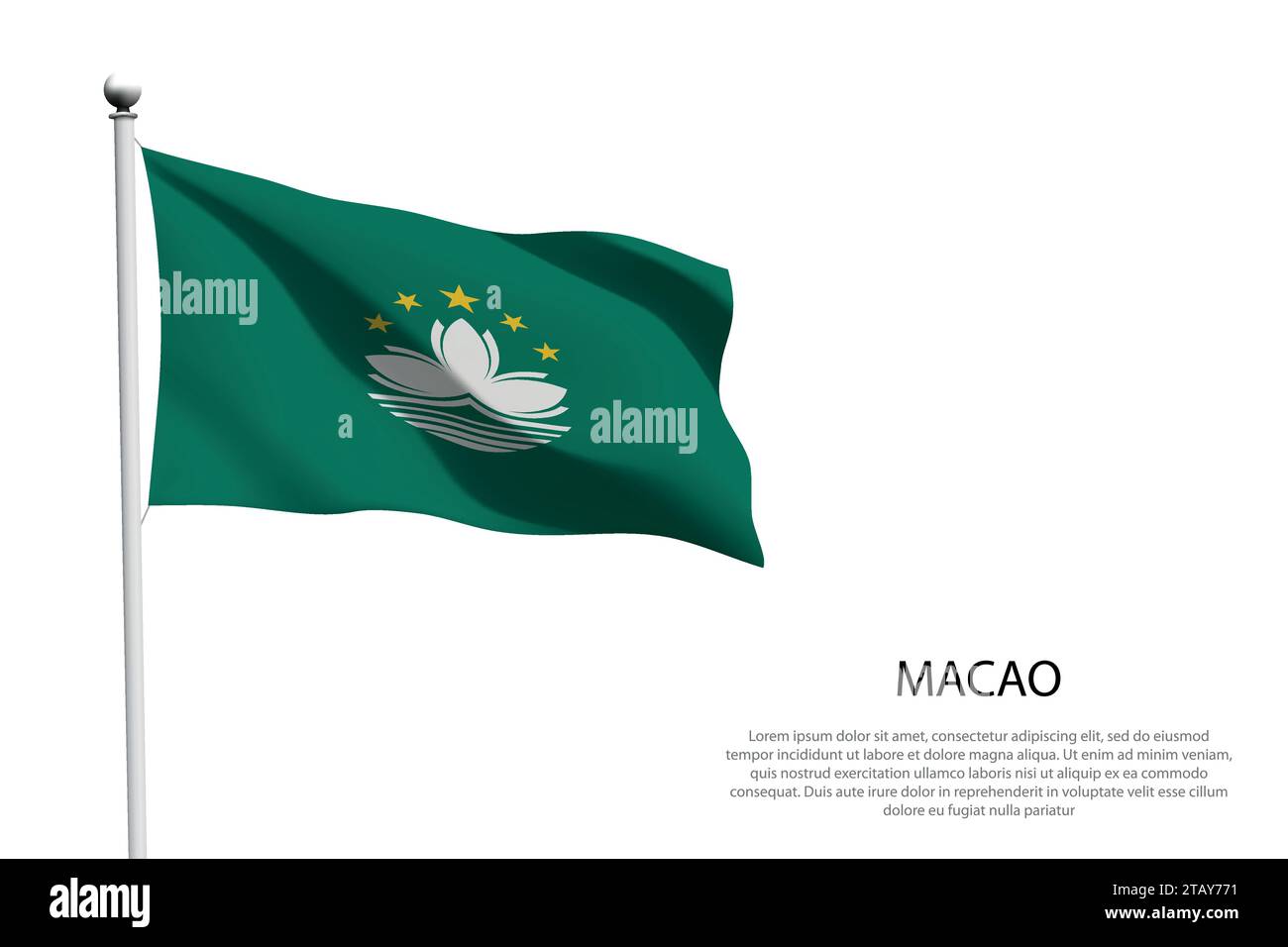 Drapeau national Macao isolé agitant sur fond blanc Illustration de Vecteur