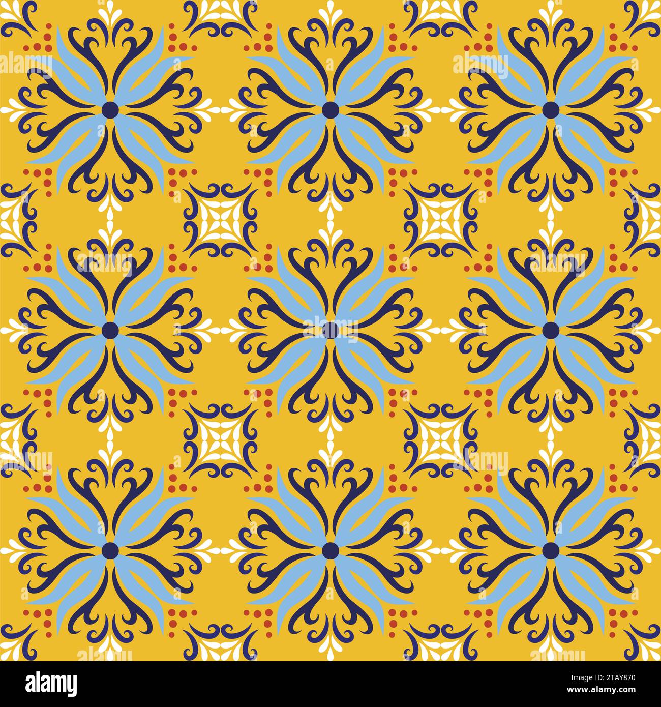 Fonds de motif sans couture de carreaux de céramique italiens jaunes. Tuiles de couleur décorative traditionnelles talavera ornées azulejos. Espagnol Italien, Portugais Illustration de Vecteur