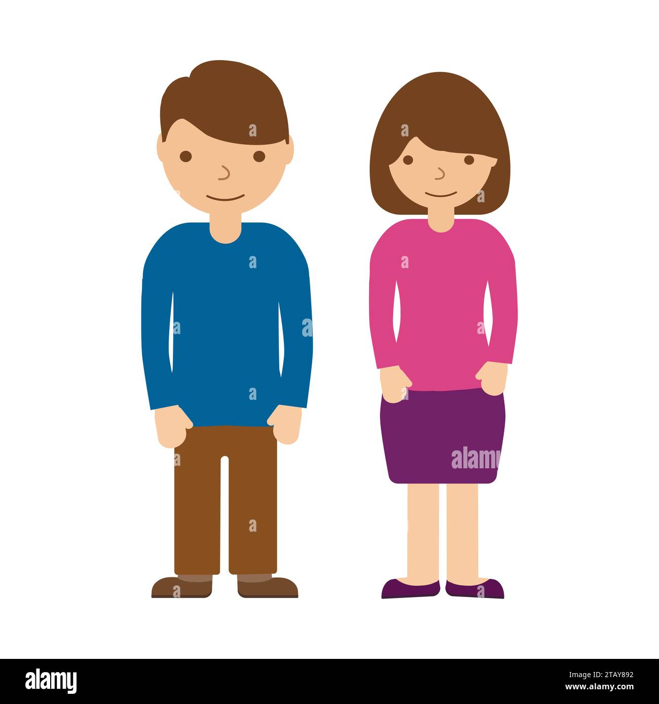 Homme et femme isolés sur fond blanc. portrait de personnage de pleine longueur de l'homme et de la femme. Illustration vectorielle Illustration de Vecteur