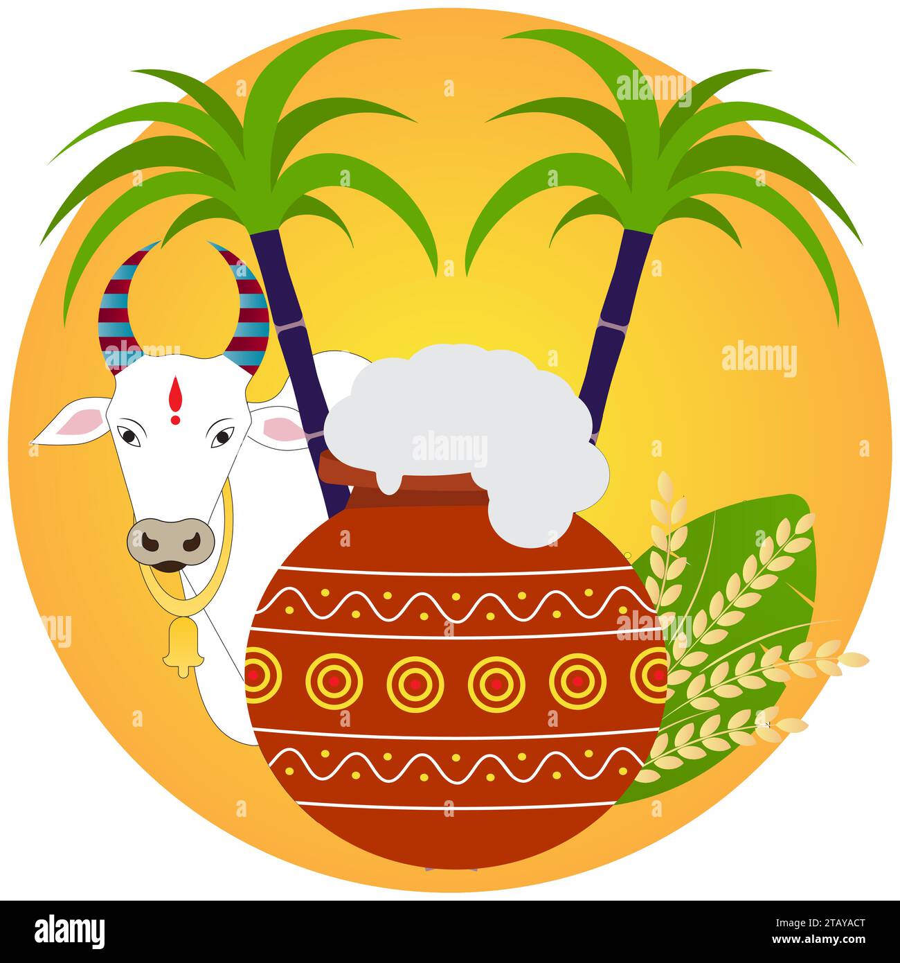 Illustration vectorielle de Happy Pongal , une fête de la récolte célébrant au Tamil Nadu Inde Illustration de Vecteur