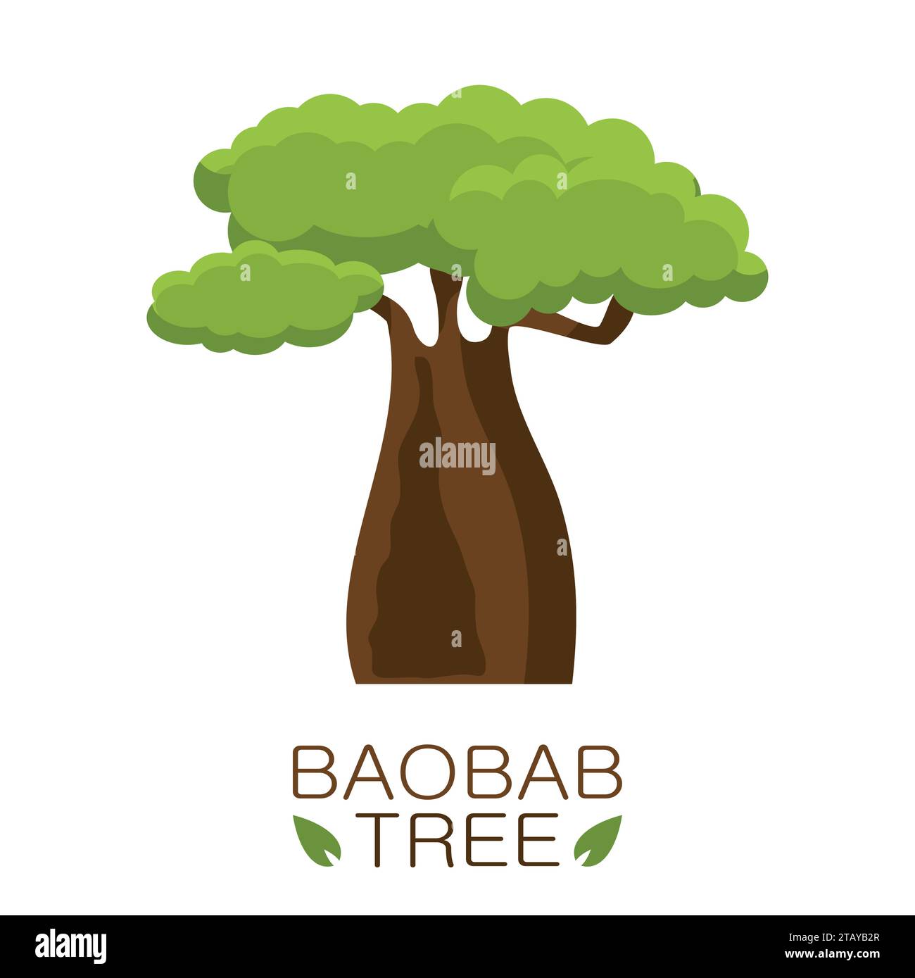 Icône d'arbre de Baobab africain avec texte isolé sur fond blanc. Illustration vectorielle Illustration de Vecteur