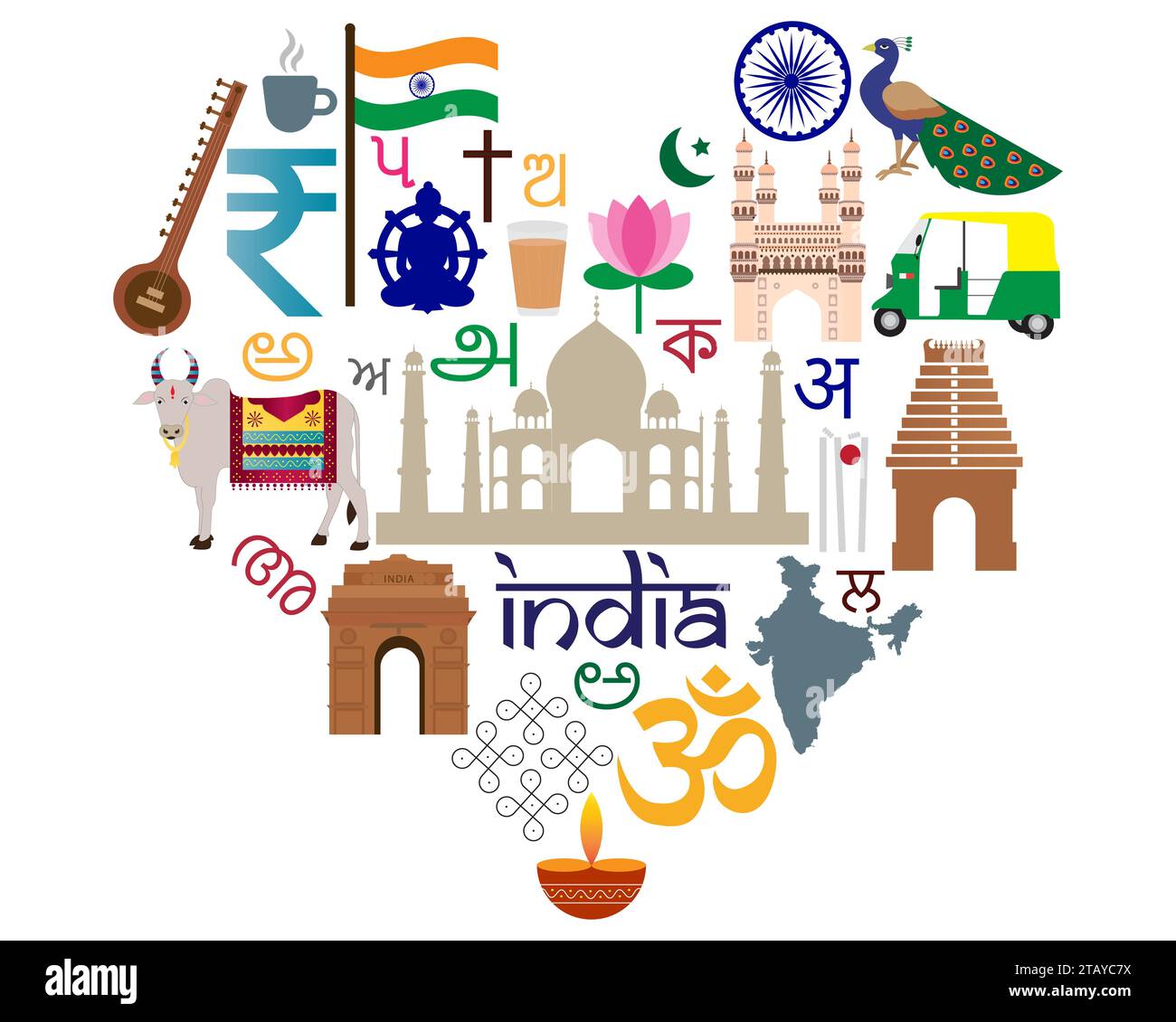 Illustration de la célèbre attraction indienne en forme de coeur Illustration de Vecteur