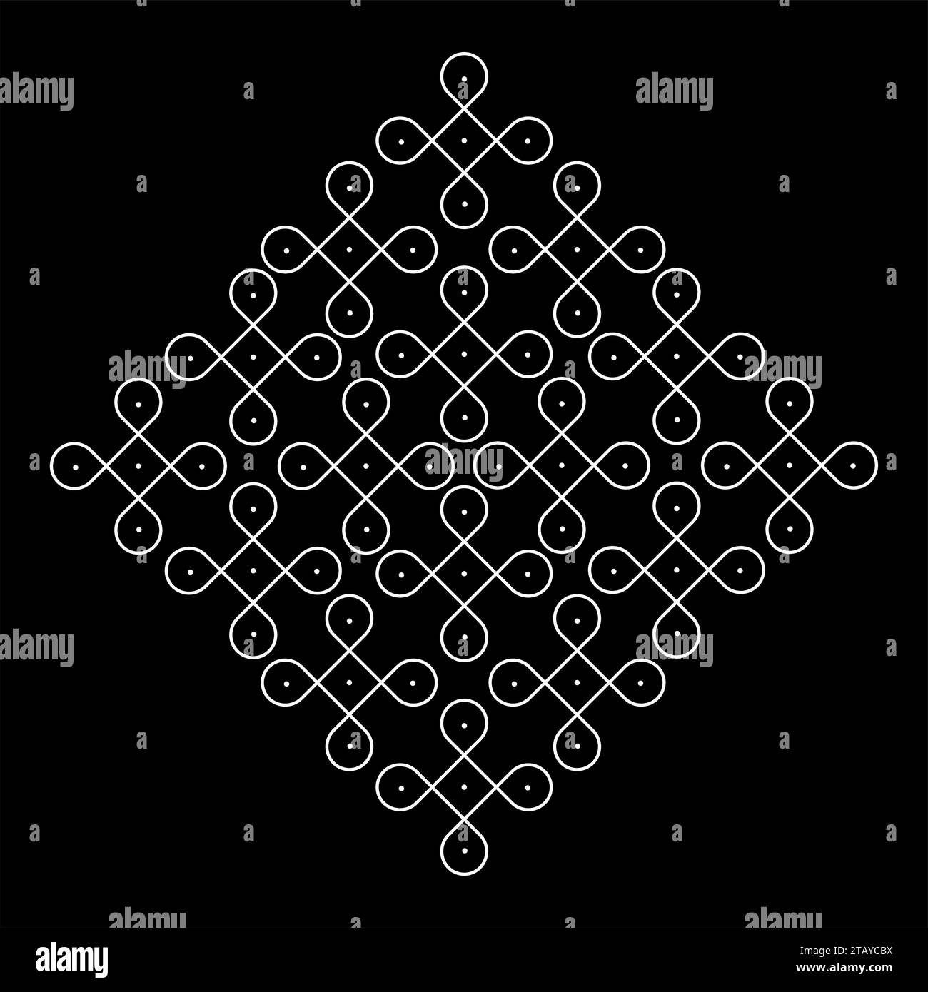 Le rangoli ou muggu ou kolam est une forme d'art originaire du sous-continent indien. Les motifs sont créés sur le sol ou le sol en utilisant des matériaux tels Illustration de Vecteur