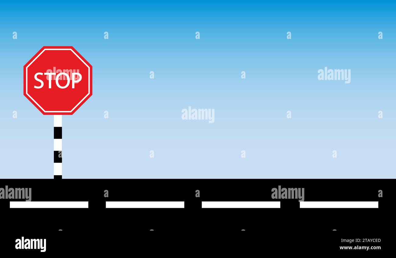 panneau stop sur l'illustration vectorielle de route Illustration de Vecteur