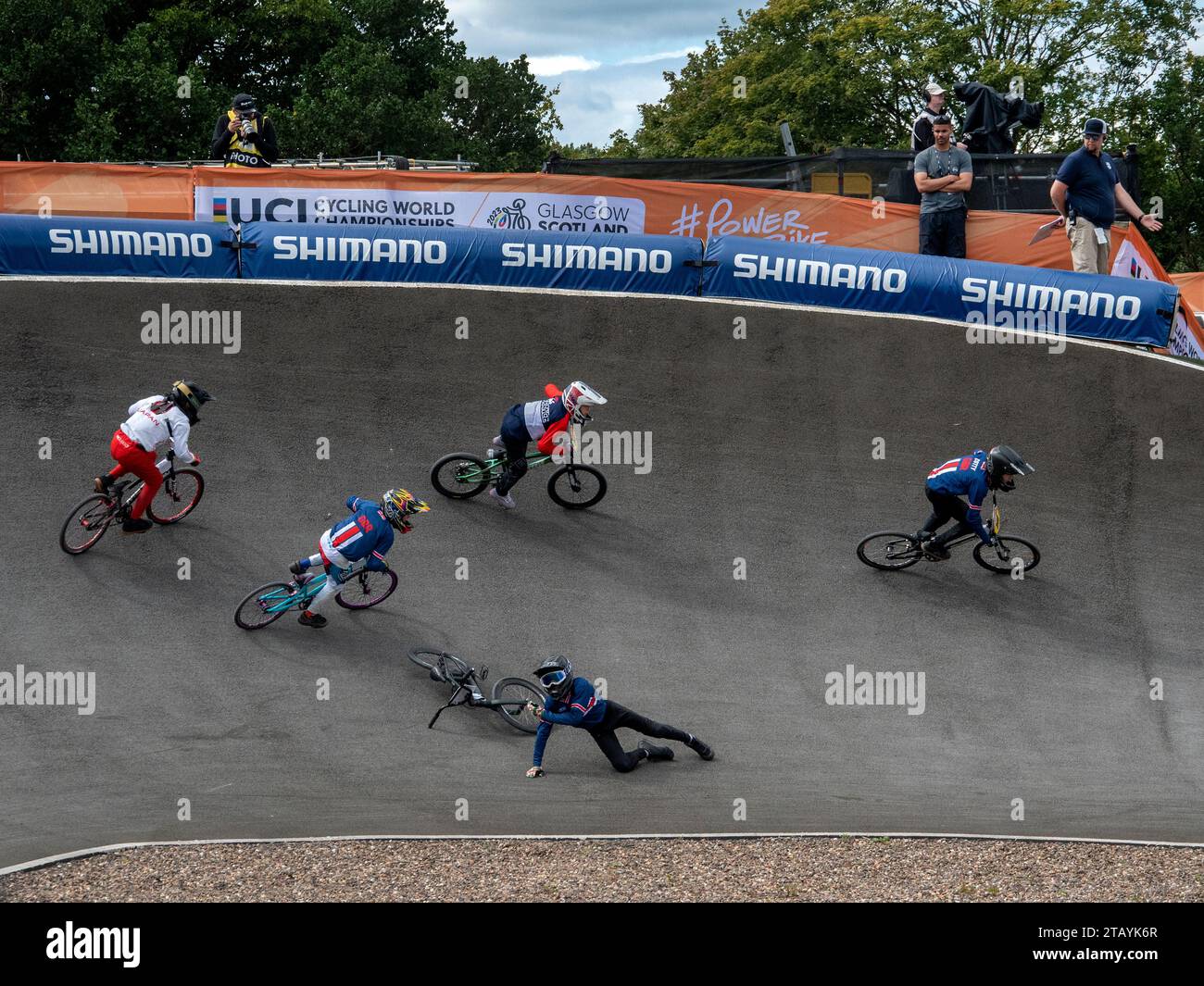 Glasgow, Écosse Royaume-Uni. 8 août 2023 : Championnats du monde de cyclisme UCI 2023 BMX Youth Racing à Glasgow. Banque D'Images