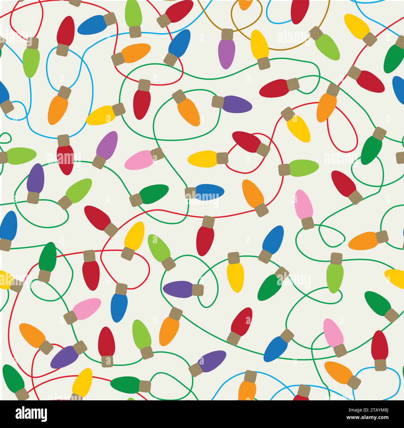 Motif répétitif sans couture d'ampoules colorées de noël. Illustration de Vecteur