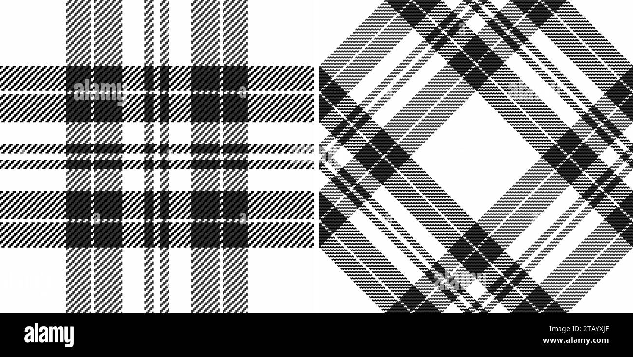 Vérification de texture de motif de fond de plaid textile avec un vecteur tartan de tissu sans couture dans des couleurs monochromes. Illustration de Vecteur