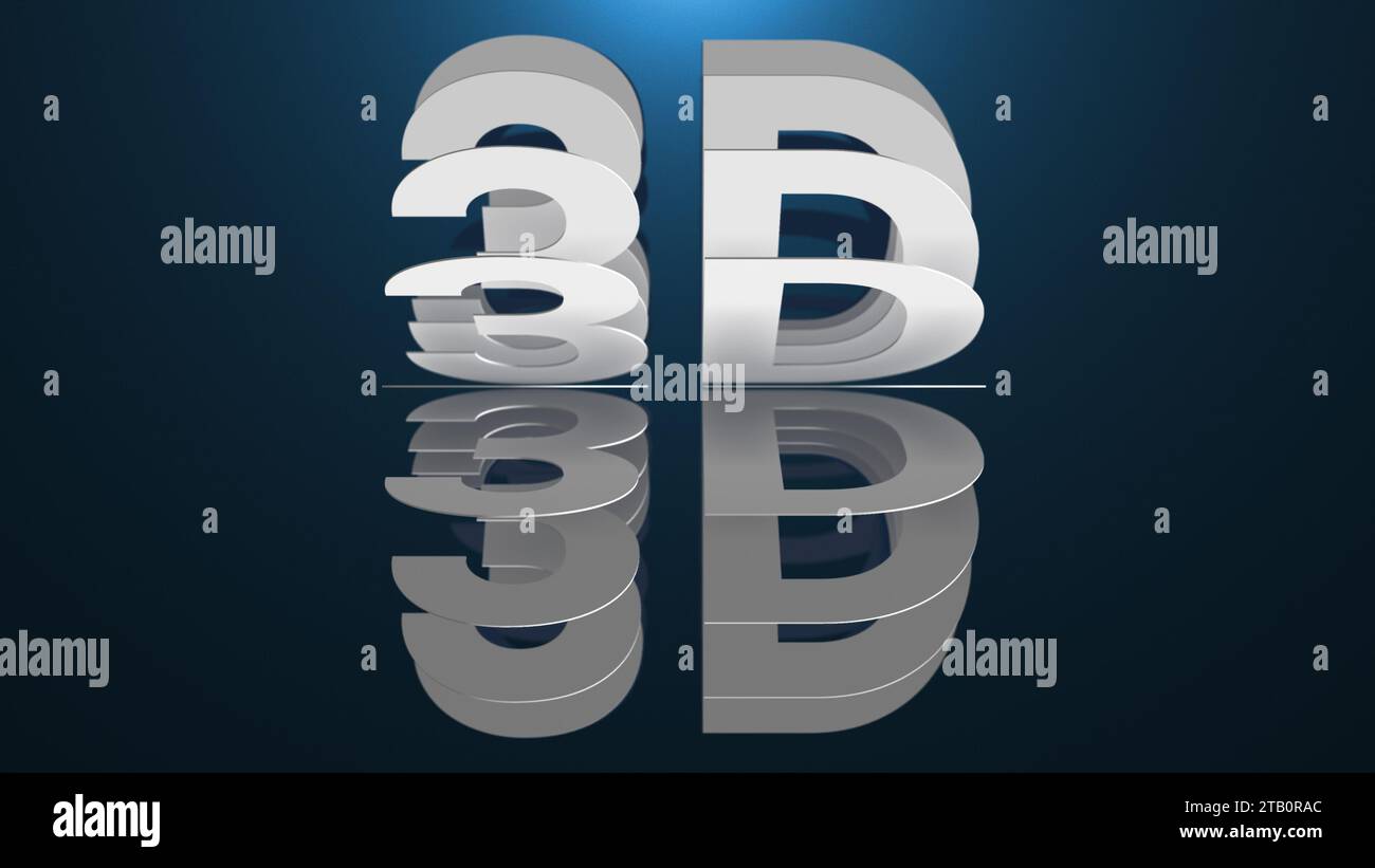 Animation en boucle transparente 3D du mot 3D. Banque D'Images