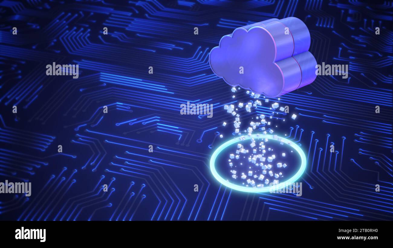 En utilisant le cloud computing, déplacez les bases de données vers le cloud. Banque D'Images