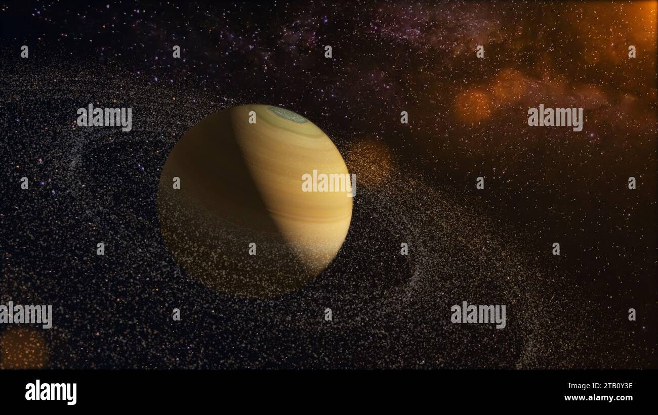 Réaliste belle planète Saturne de l'espace profond dans Galaxy Banque D'Images
