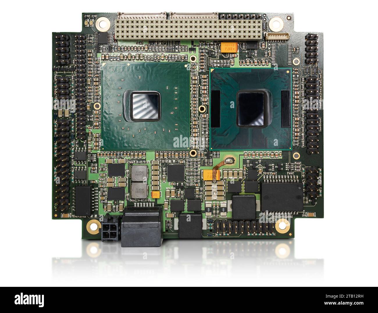 Carte CPU PCI-104 intégrée isolée sur fond blanc Banque D'Images