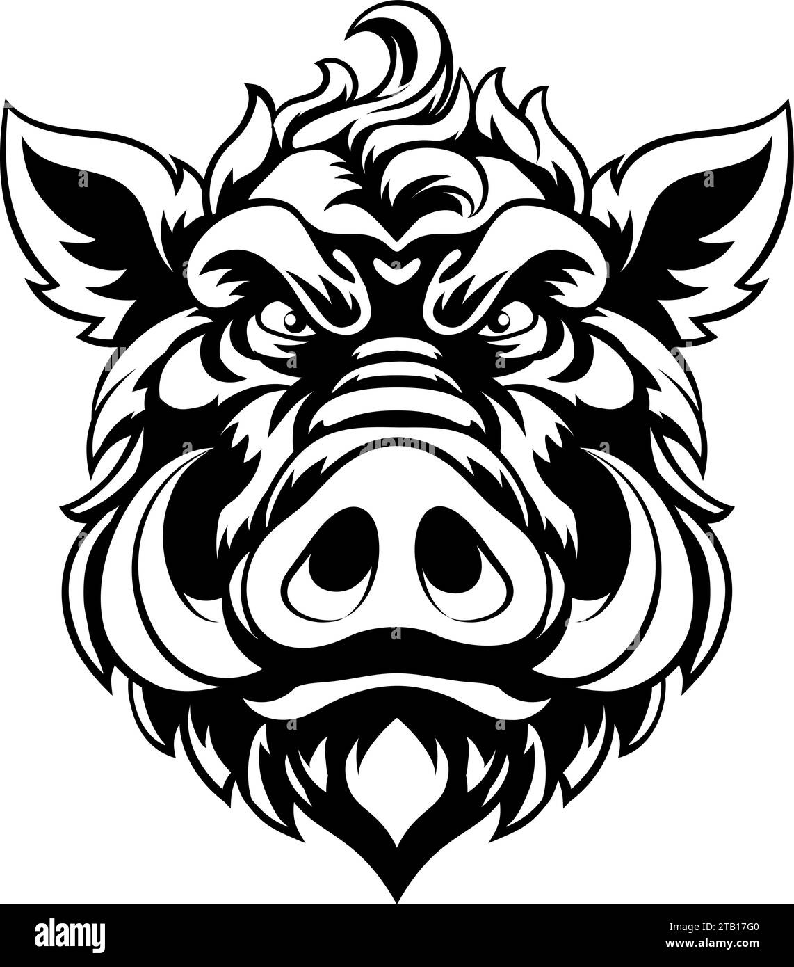 Boar Wild Hog Razorback Warthog Mascot Pig Cartoon Illustration de Vecteur
