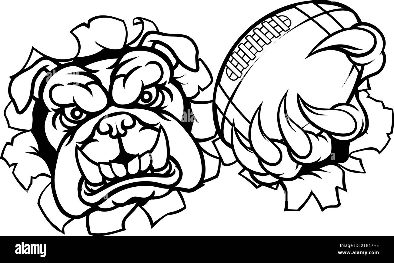 Bulldog Dog American football ball Mascot Sports Illustration de Vecteur