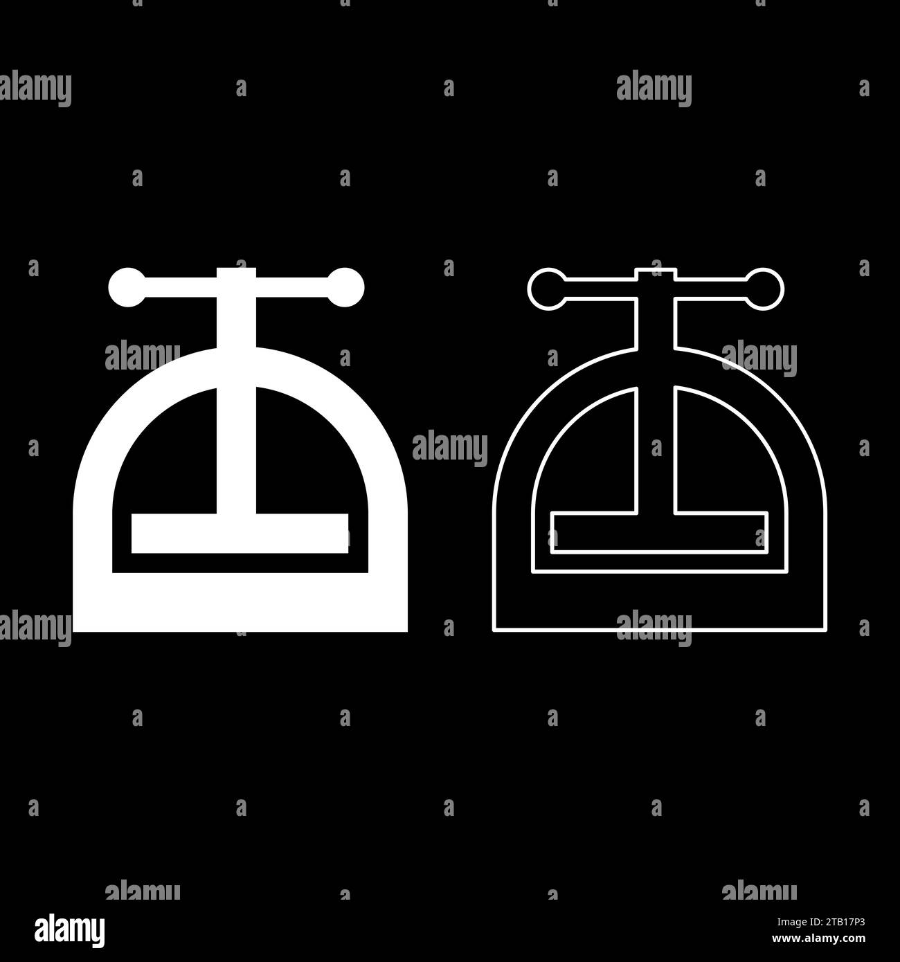 Manuel presse SET icône illustration vectorielle couleur blanche image simple remplissage solide contour ligne de contour fin plat Illustration de Vecteur