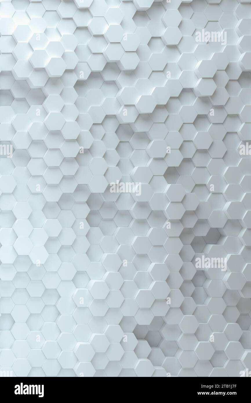 Fond hexagonal blanc. Motif blanc de luxe. rendu 3d. Banque D'Images