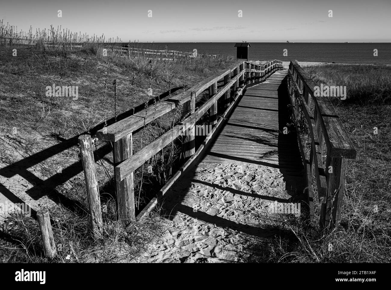 Entrée de plage en bois (Punta Marina, Italie) Banque D'Images