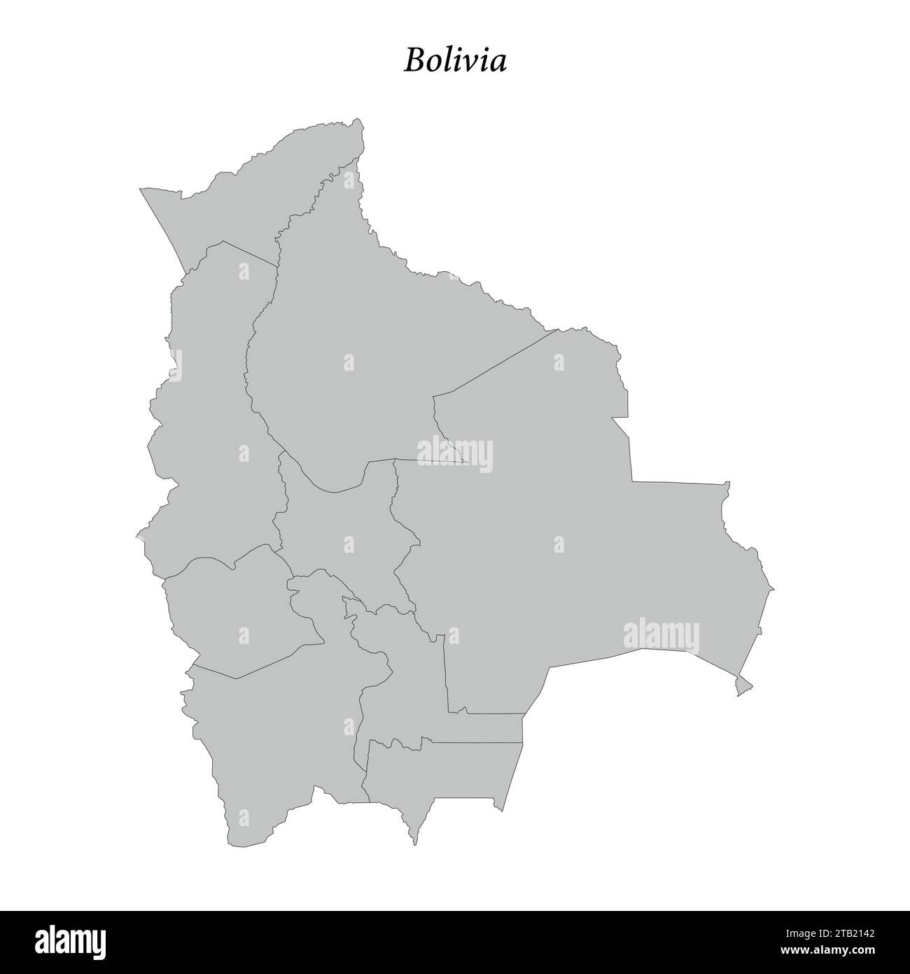 Carte plate simple de la Bolivie avec les frontières du district Illustration de Vecteur