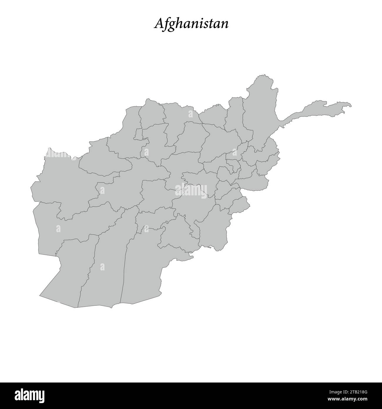Simple carte plate de l'Afghanistan avec les frontières du district Illustration de Vecteur