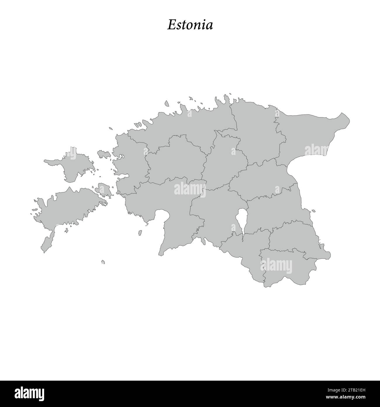 Carte plate simple de l'Estonie avec les frontières du district Illustration de Vecteur