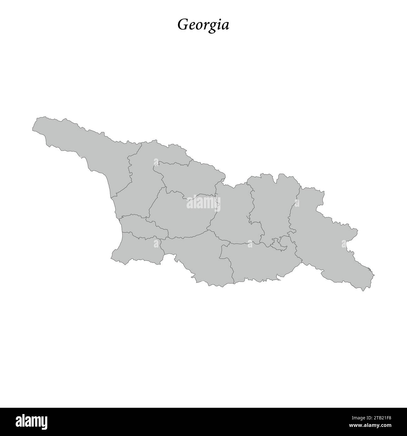 Carte plate simple de la Géorgie avec les frontières du district Illustration de Vecteur