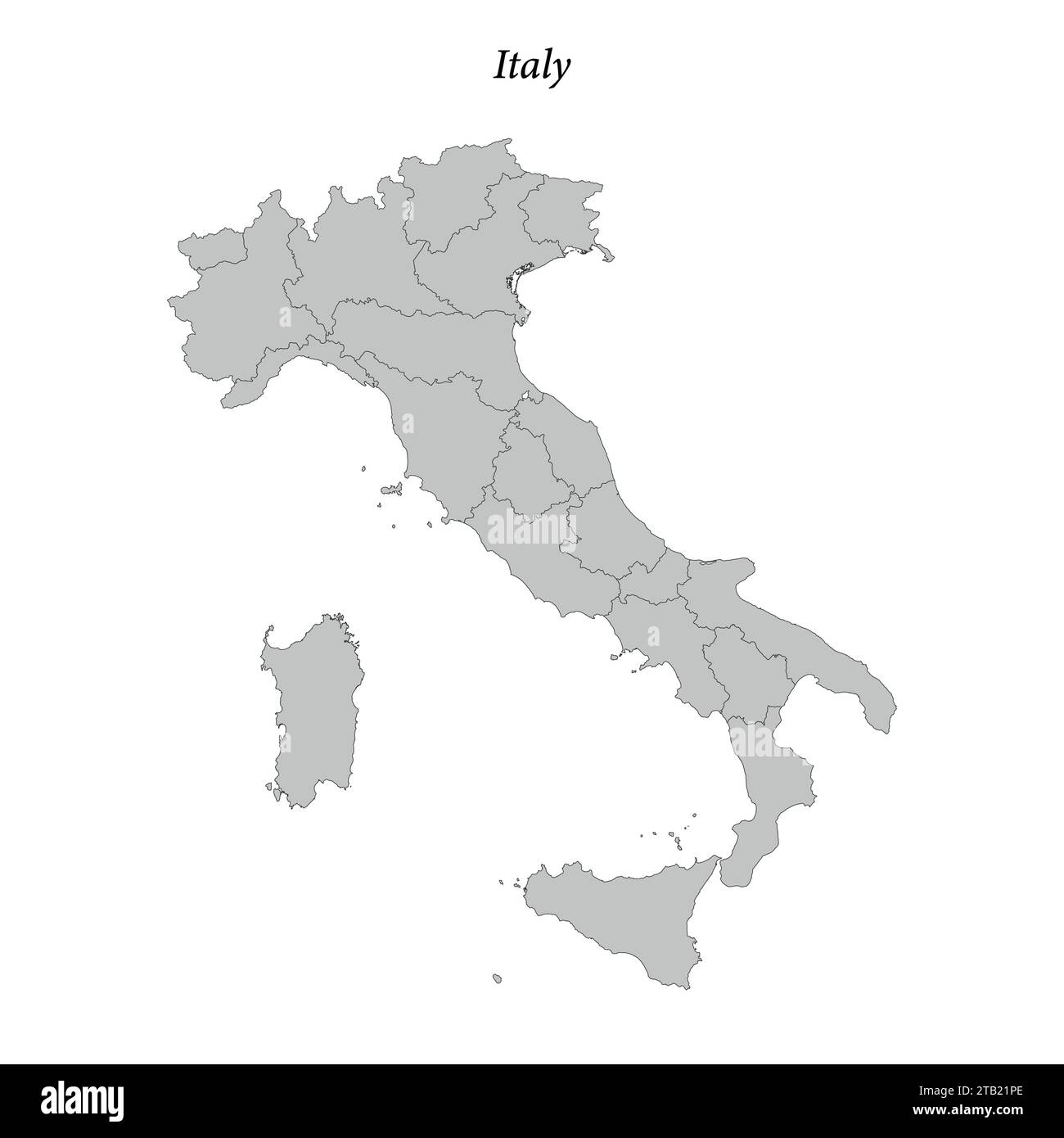 Carte plate simple de l'Italie avec les frontières du district Illustration de Vecteur