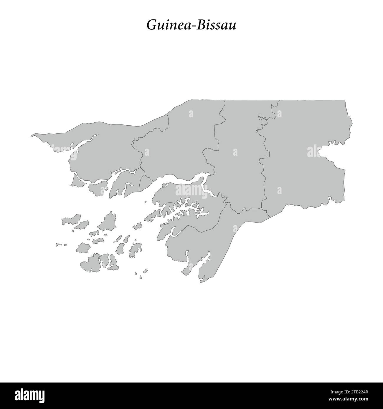 Carte plate simple de la Guinée-Bissau avec les frontières du district Illustration de Vecteur
