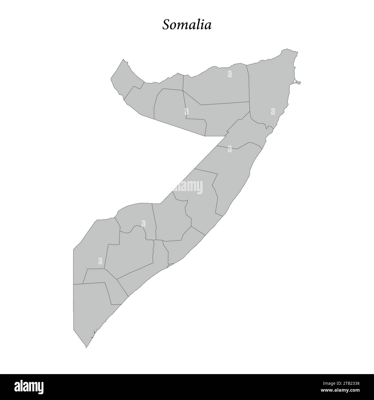 Carte plate simple de la Somalie avec les frontières du district Illustration de Vecteur