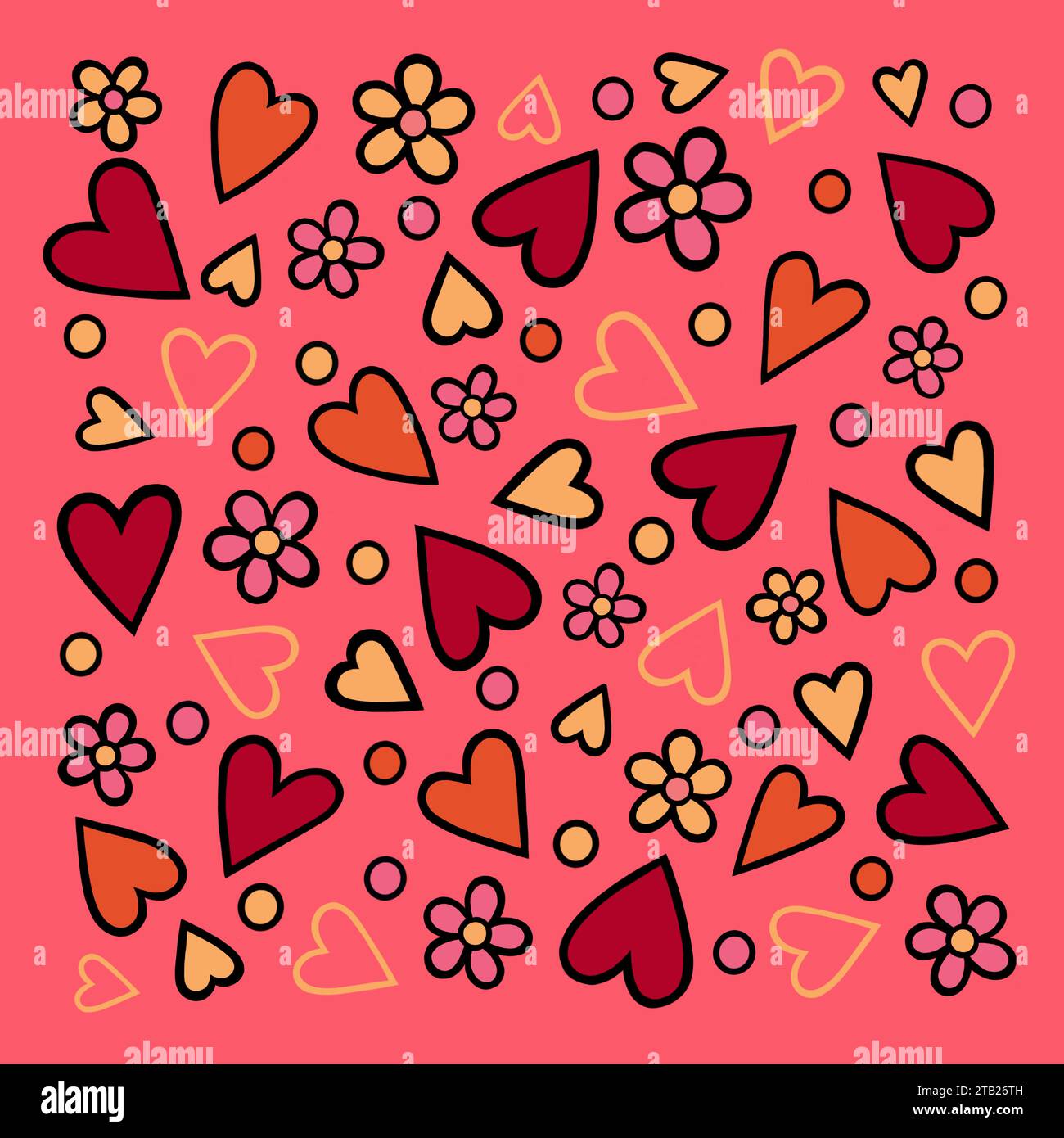 Motif coeur de Saint-Valentin. Douche tombante de fleurs de confettis et de coeurs. Illustration d'amour de mariage. Design romantique d'amour. Banque D'Images