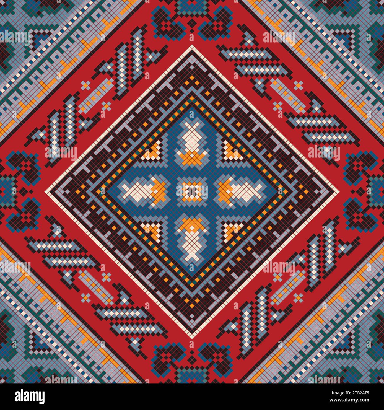 Motif vectoriel de broderie d'art populaire géorgien traditionnel Illustration de Vecteur