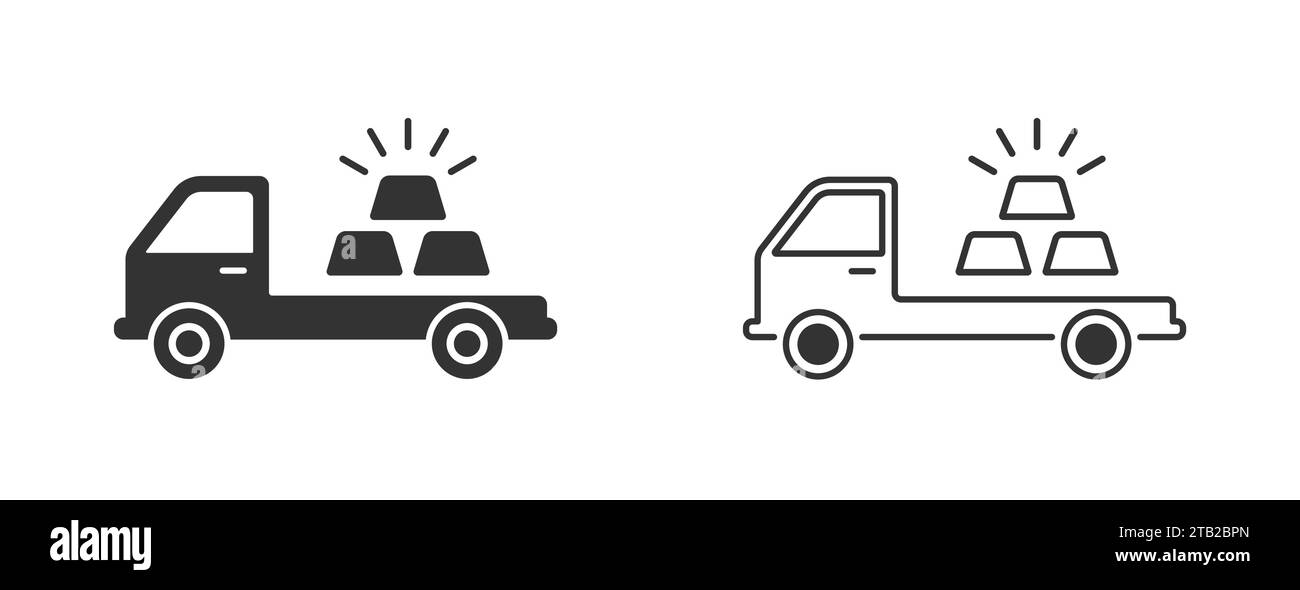 Camion transportant des lingots d'or. Or sur un camion. Illustration vectorielle Illustration de Vecteur
