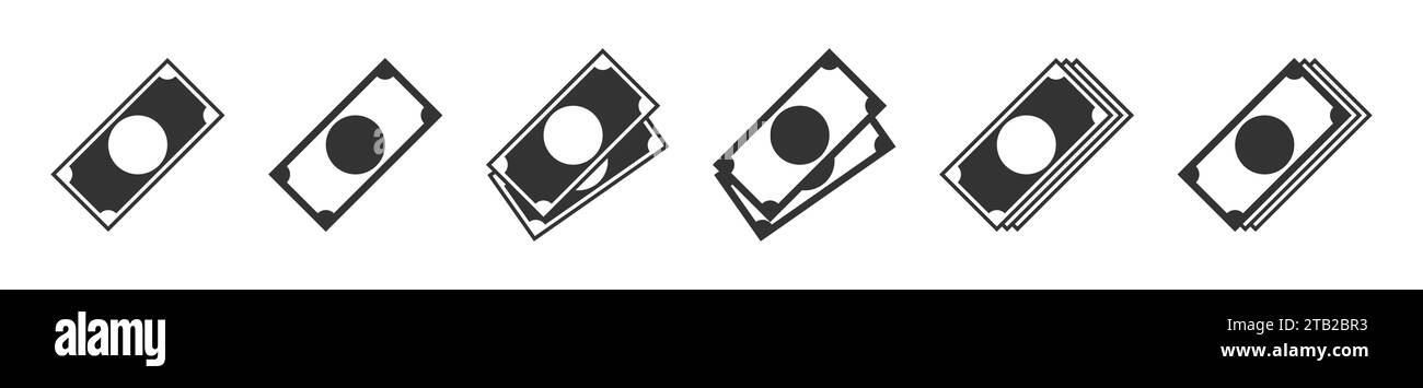 Icônes d'argent liquide définies. Symbole argent. Illustration vectorielle Illustration de Vecteur