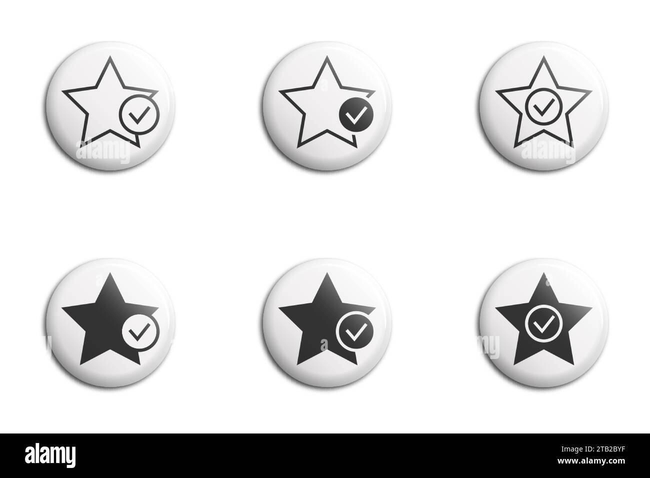 Ensemble d'icônes de notation professionnelle supérieure. Icône de signe favori étoile avec signe de coche. Symbole de révision. Illustration vectorielle Illustration de Vecteur