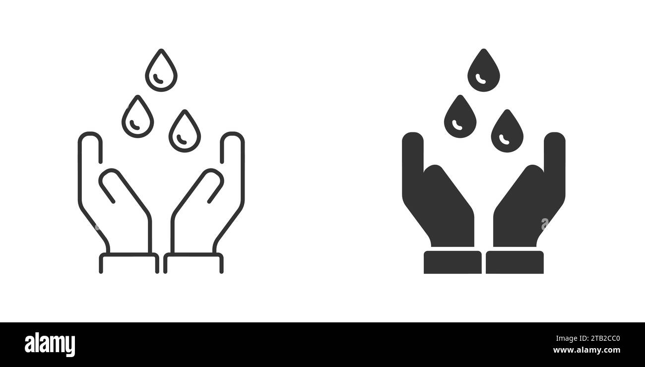 Mains tenant l'icône goutte.main protégeant l'eau icône. Symbole Save Water. Illustration vectorielle Illustration de Vecteur