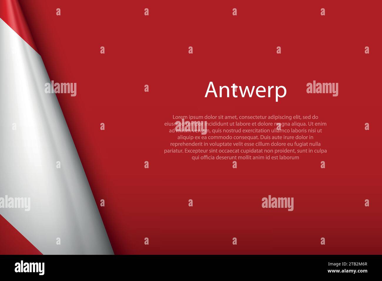 Drapeau 3d d'Anvers, est une ville de Belgique, isolée sur fond avec copyspace Illustration de Vecteur