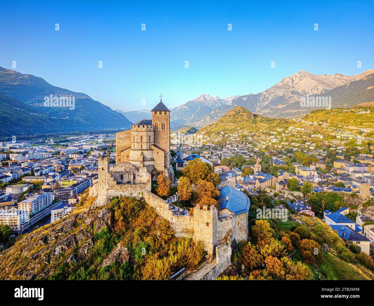 Sion, Suisse à l'église fortifiée historique de la basilique de Valère. Banque D'Images