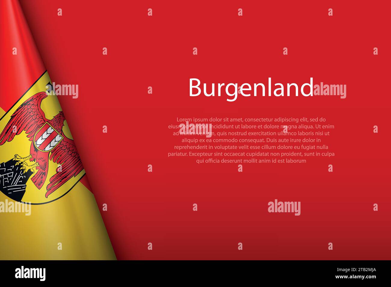 Drapeau 3d Burgenland, état d'Autriche, isolé sur fond avec Copyspace Illustration de Vecteur