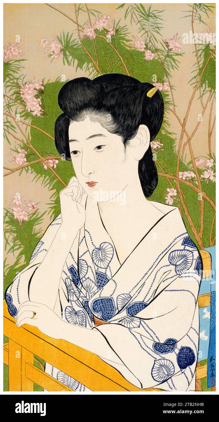 Hashiguchi Goyo, femme à un Hot Spring Hotel, estampe sur bois, 1920 Banque D'Images Hashiguchi Goyo, femme à un Hot Spring Hotel, estampe sur bois, 1920 Banque D'Images