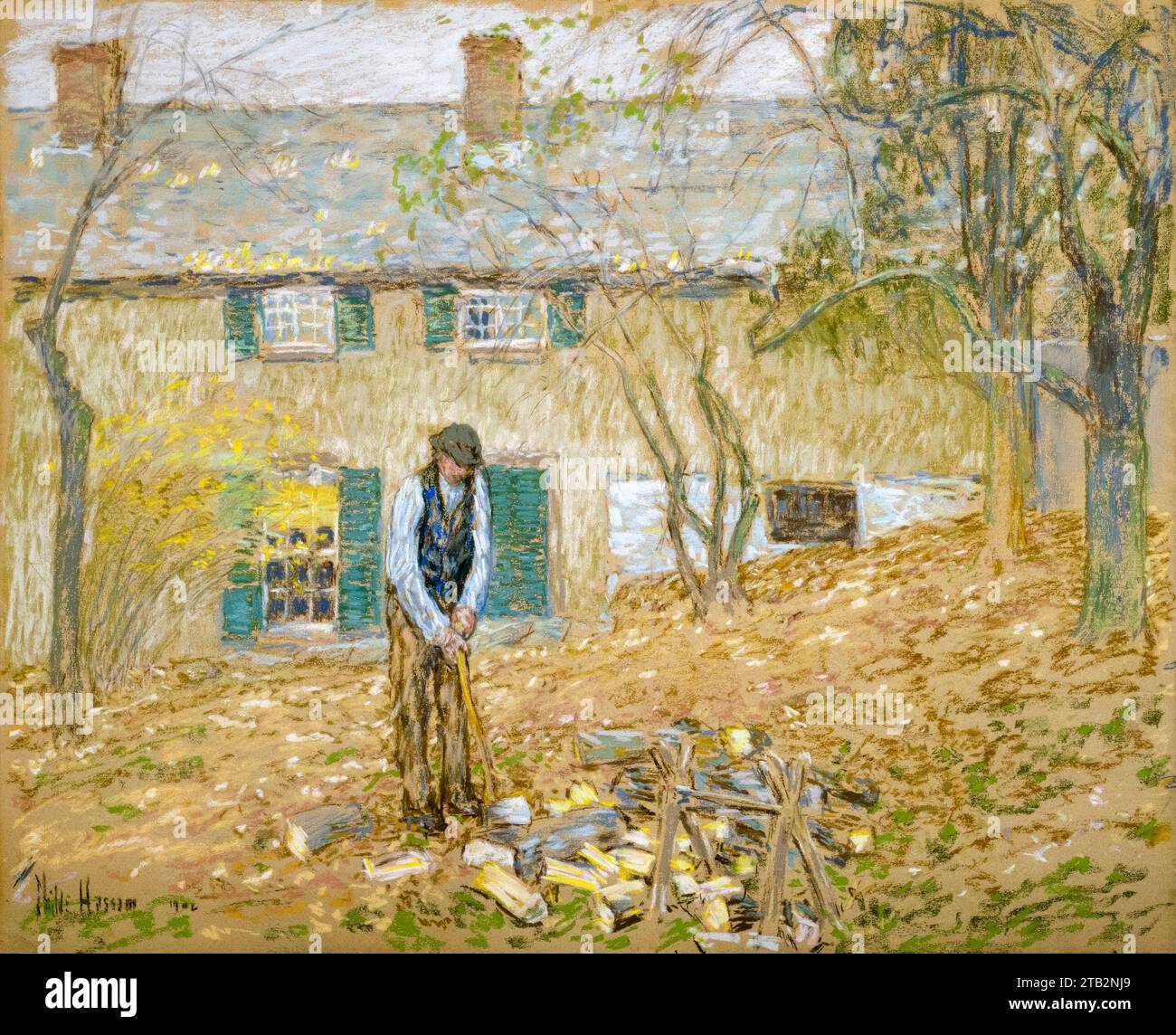 Childe Hassam, Woodchopper, peinture, 1902 Banque D'Images