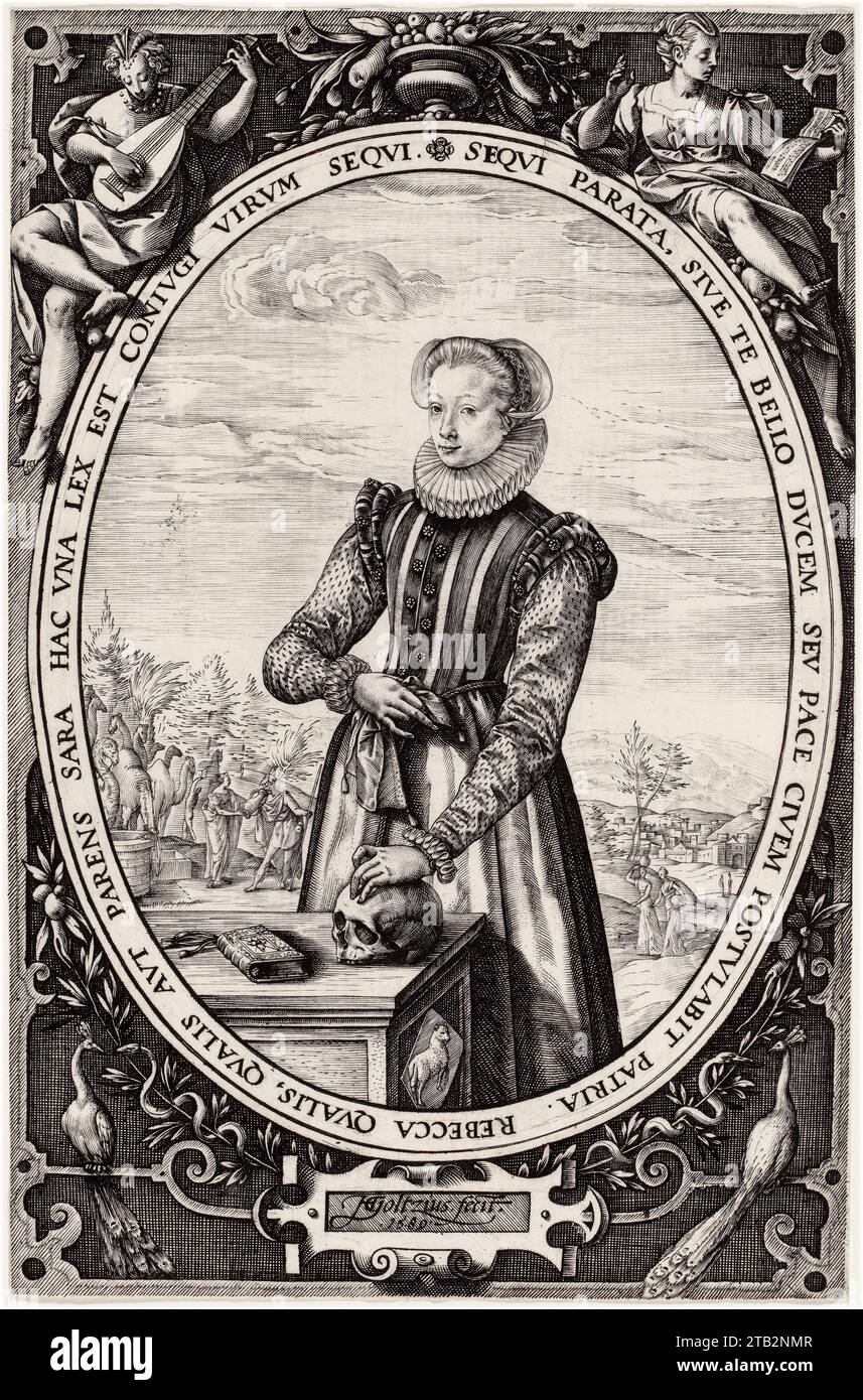 Josina Hamels, gravure de portrait par Hendrick Goltzius, 1580 Banque D'Images