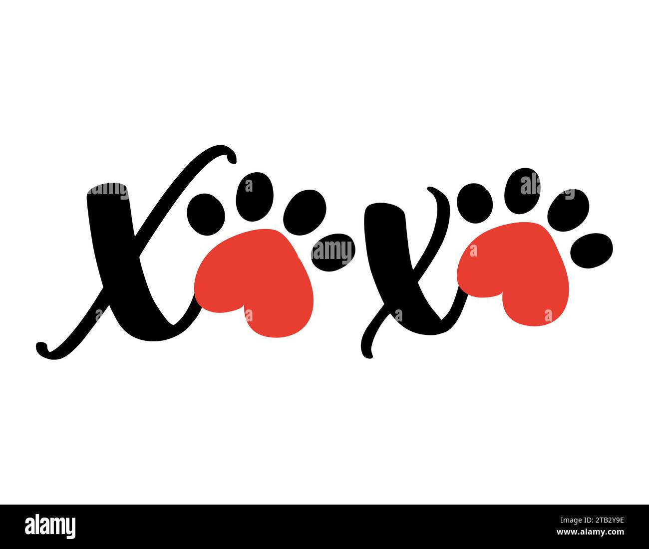 XOXO (câlins et baisers) - adorable calligraphie pour la Saint-Valentin.Lettrage dessiné à la main pour de jolies cartes de voeux, invitations.Bon pour un t-shirt Illustration de Vecteur