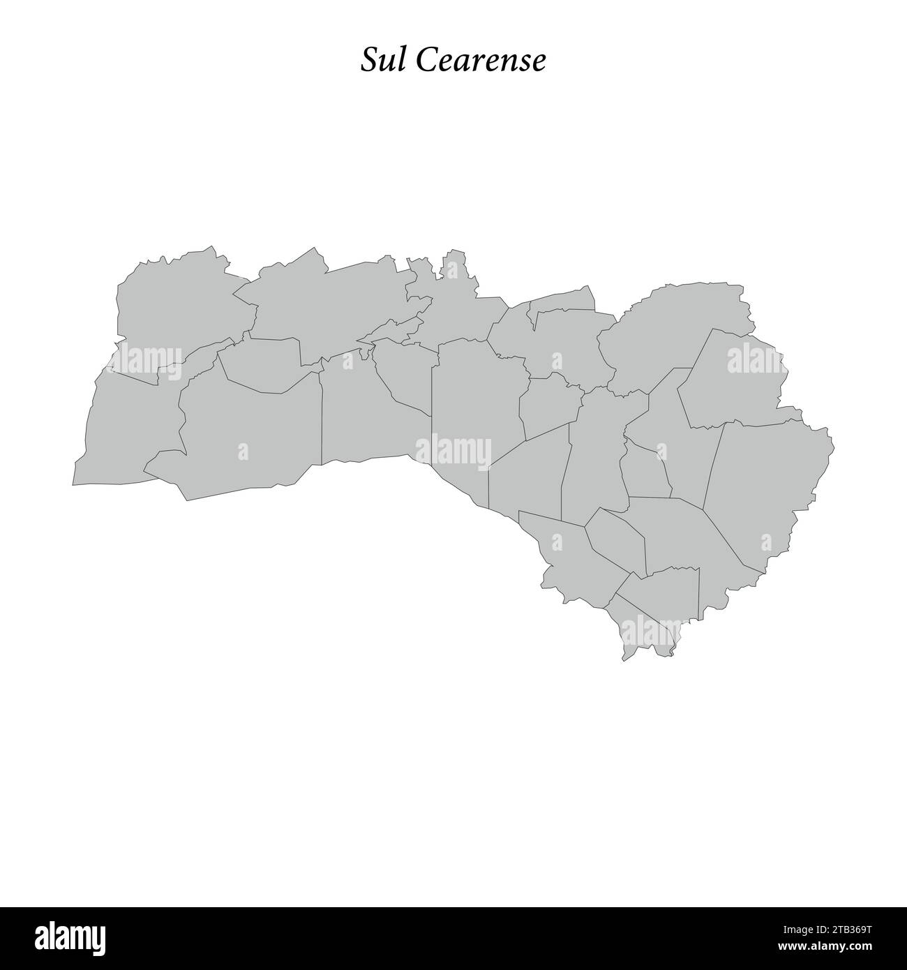 Carte de Sul Cearense est une mésorégion dans l'état de Ceara avec des municipalités frontalières Illustration de Vecteur