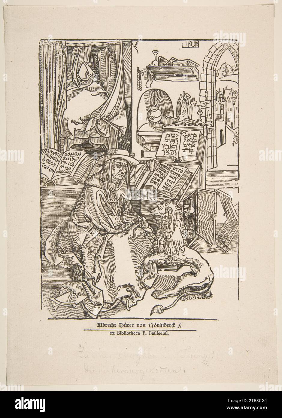 Saint Jérôme extrayant une Thorn du pied de Lion, réimpression du 19e siècle 1931 par Albrecht durer Banque D'Images