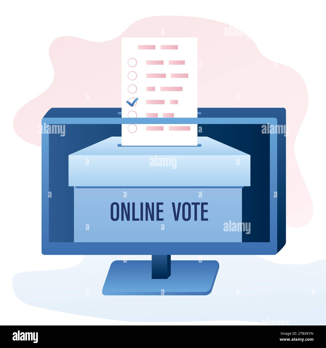 Concept de vote en ligne. Urne sur l'écran du moniteur. Contexte référendaire ou électoral. Vote électronique. Télécommande et technologie, vote d'innovation. Tendance Illustration de Vecteur