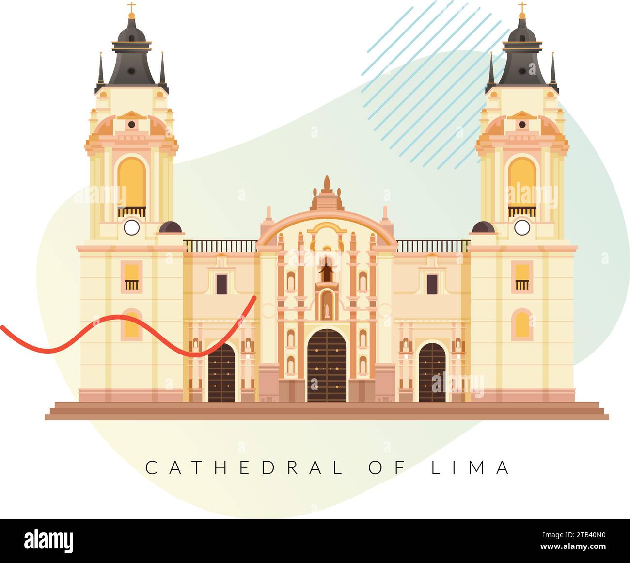 La Basilique Cathédrale Métropolitaine de Lima et Primat du Pérou - stock Illustration as EPS 10 File Illustration de Vecteur