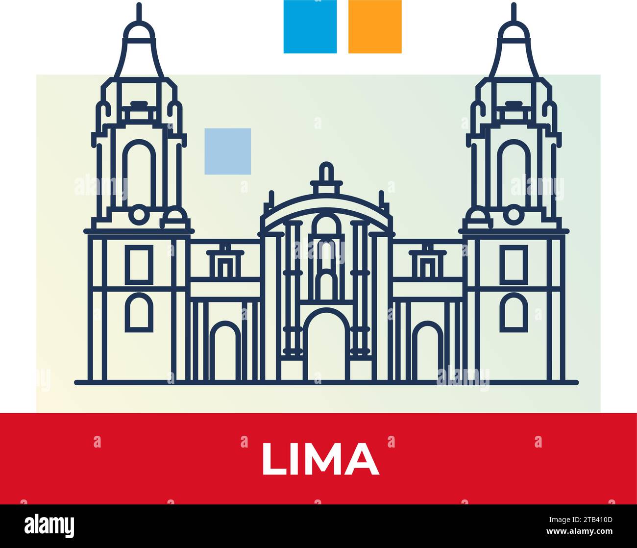 La Basilique Cathédrale Métropolitaine de Lima et Primat du Pérou - stock Illustration as EPS 10 File Illustration de Vecteur