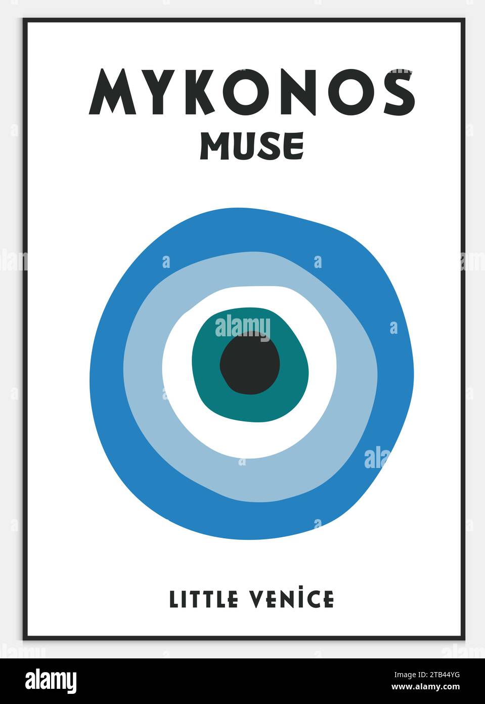 Affiche de voyage rétro Colorful Wall Home Art, Mykonos Print, Illustration de Vecteur